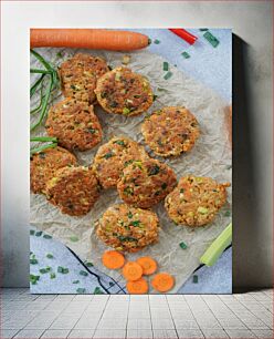 Πίνακας, Vegetable Patties with Fresh Carrots Μπουρεκάκια λαχανικών με φρέσκα καρότα