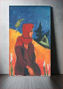 Πίνακας, Village girl in a red scarf by Zolo Palugyay