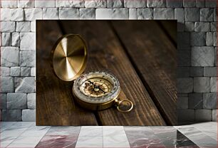 Πίνακας, Vintage Compass on Wooden Table Vintage πυξίδα σε ξύλινο τραπέζι