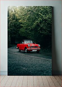 Πίνακας, Vintage Red Car in a Forest Vintage κόκκινο αυτοκίνητο σε ένα δάσος