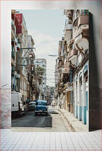 Πίνακας, Vintage Street with Classic Cars Vintage Street με κλασικά αυτοκίνητα