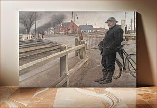 Πίνακας, When the train is waiting. Railway crossing at Roskilde Landevej by L. A. Ring