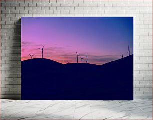 Πίνακας, Wind Turbines at Sunset in Silhouette Ανεμογεννήτριες στο ηλιοβασίλεμα στη σιλουέτα