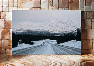 Πίνακας, Winter Road Leading to Snow-Capped Mountains Χειμερινός δρόμος που οδηγεί σε χιονισμένα βουνά