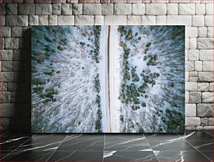 Πίνακας, Winter Road Through Snowy Forest Χειμερινός δρόμος μέσα από το χιονισμένο δάσος