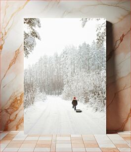 Πίνακας, Winter Walk in the Snowy Forest Χειμερινός περίπατος στο χιονισμένο δάσος