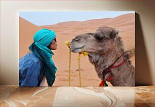 Πίνακας, Woman and Camel in Desert Γυναίκα και Καμήλα στην Έρημο