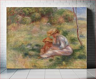 Πίνακας, Woman and Child in the Grass (Femme avec enfant sur l'herbe) by Pierre Auguste Renoir