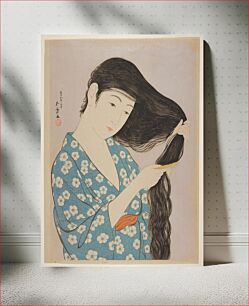 Πίνακας, Woman Combing Her Hair (1920) by Goyō Hashiguchi