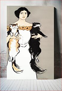 Πίνακας, Woman holding cats (1897) by Edward Penfield