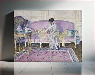 Πίνακας, Woman Seated on Sofa in Interior (1912–14) in high resolution by Frederick Carl Frieseke