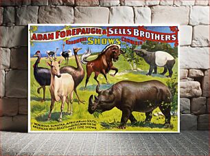 Πίνακας, Wondrous Wild Beasts, poster for Forepaugh & Sells Brothers (1896) chromolithograph by Strobridge Lithographic Co., Cincinnati