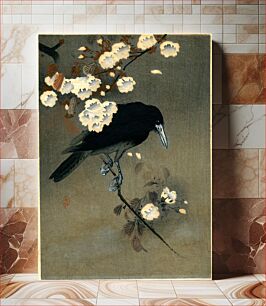 Πίνακας, Woodblock print by Ohara Koson (1887-1945) of a crow and blossom