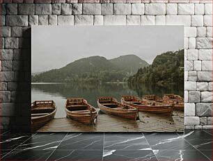 Πίνακας, Wooden Boats on Tranquil Lake Ξύλινες βάρκες στην ήσυχη λίμνη