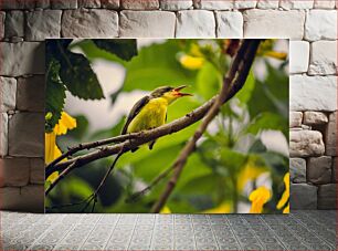 Πίνακας, Yellow Bird on a Branch Κίτρινο πουλί σε ένα κλαδί