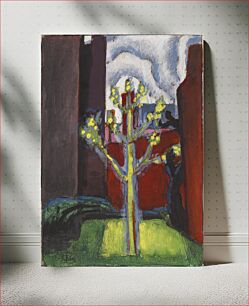 Πίνακας, Young Tree in Red Courtyard, Oscar Florianus Bluemner