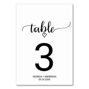 Elegant Gold Calligraphy Wedding Table Number