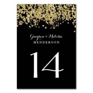 Glam Wedding Table Number | Chic Black and Gold