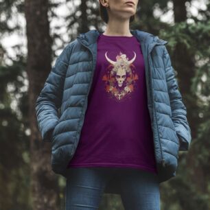 Skull with Flowers and Horns Tshirt