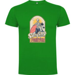 Surfing Skeleton Retro Label Tshirt