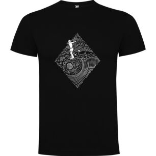 Surfing Woodcut Style Tshirt