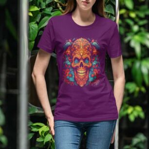 Vibrant Skull Art Tshirt