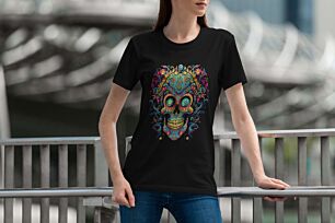 Vibrant Sugar Skull Art Tshirt