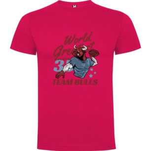 Ball-Holding Bull Mascot Tshirt σε χρώμα Φούξια XXLarge