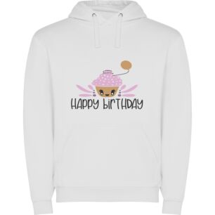 Balloon-topped Birthday Cupcake Φούτερ με κουκούλα σε χρώμα Λευκό XXLarge