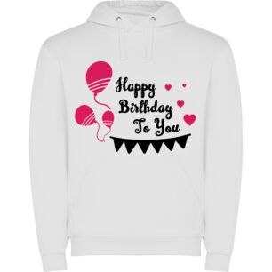 Balloons & Hearts: Birthday Bliss Φούτερ με κουκούλα σε χρώμα Λευκό XXXLarge(3XL)