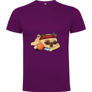 Basketball Bulldog: Sporty Mascot Tshirt σε χρώμα Μωβ Medium
