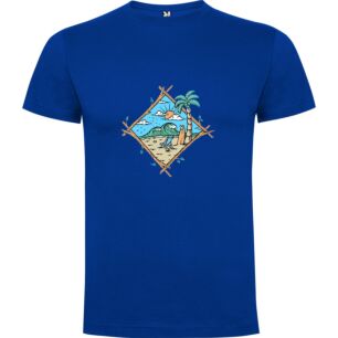 Beachside Perfection: A Detailed Illustration Tshirt σε χρώμα Μπλε Medium