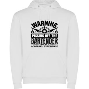 Beware Angry Bartender's Retribution Φούτερ με κουκούλα σε χρώμα Λευκό XLarge