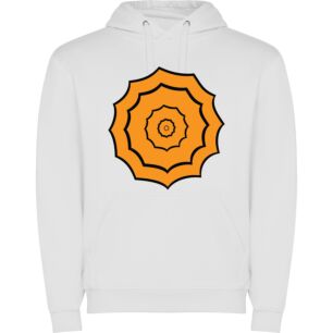 Blooming Symmetry: Orange Elegance Φούτερ με κουκούλα σε χρώμα Λευκό XLarge