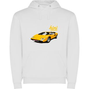 Bold Yellow Lamborghini Style Φούτερ με κουκούλα σε χρώμα Λευκό 3-4 ετών