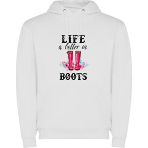 Boot Up Your Life Φούτερ με κουκούλα σε χρώμα Λευκό 3-4 ετών