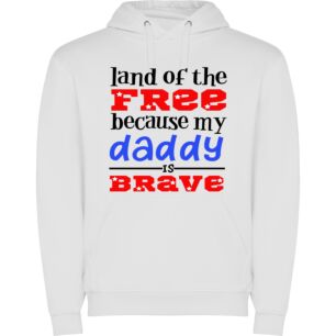 Brave Daddy, Proud Patriotic! Φούτερ με κουκούλα σε χρώμα Λευκό Large