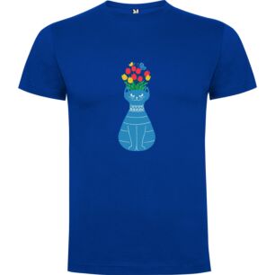 Chic Feline Florals Tshirt σε χρώμα Μπλε XXLarge