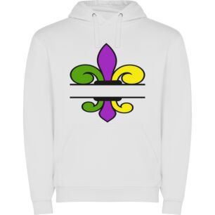 Colorful Fleur de Lis Φούτερ με κουκούλα σε χρώμα Λευκό Large