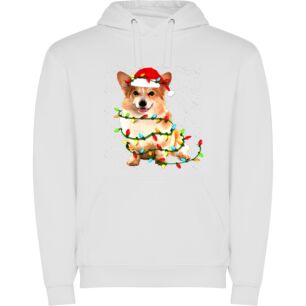 Corgi's Heavenly Christmas Sparkle Φούτερ με κουκούλα σε χρώμα Λευκό Large