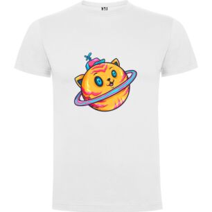 Cosmic Feline Illustration Tshirt σε χρώμα Λευκό Small