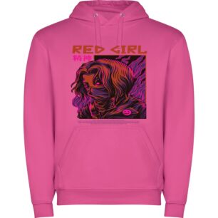 Cyber Visions: Red Girl Φούτερ με κουκούλα σε χρώμα Φούξια Large