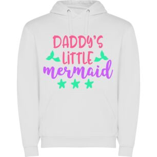 Daddy's Mermaid: Hand-drawn Elegance Φούτερ με κουκούλα σε χρώμα Λευκό Large