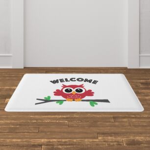 Χαλάκι Πόρτας Λινό Welcome Owl