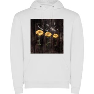 Dragonfly Sunflower Dreams Φούτερ με κουκούλα σε χρώμα Λευκό Medium