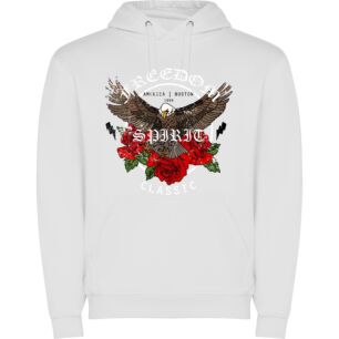 Eagle Blossom: Custom Emblem Φούτερ με κουκούλα σε χρώμα Λευκό Large