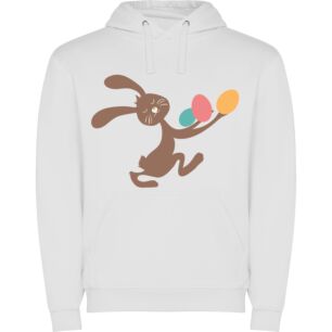 Egg-Holding Bunny Illustration Φούτερ με κουκούλα σε χρώμα Λευκό XXLarge
