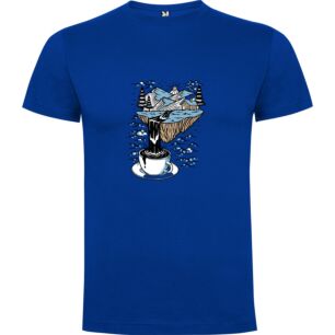 Exquisite Coffee Saucer Sketch Tshirt σε χρώμα Μπλε XLarge
