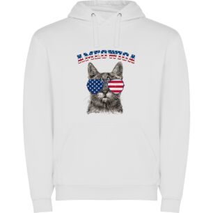 Feline Flag Fashion: Patriot Φούτερ με κουκούλα σε χρώμα Λευκό 11-12 ετών