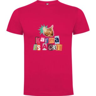Feline Karma Illustration Tshirt σε χρώμα Φούξια 3-4 ετών